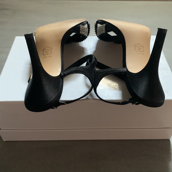 Browns “Vicky” Black Satin and Rhinestone Sandal - Picture 6 of 10